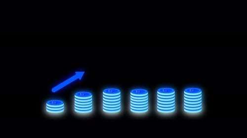 Animated Neon Financial Growth Chart with Rising Arrow