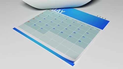 Animated Desk Calendar Page Flipping Through Months