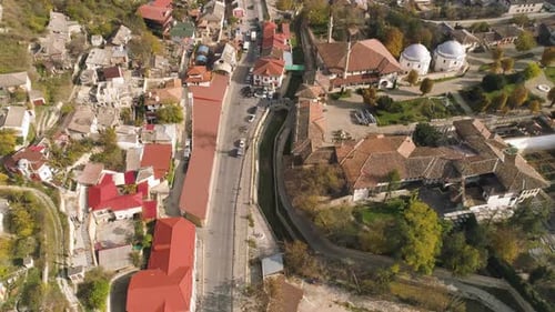Top View Of Old City Road In Summer