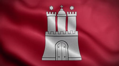 Realistic Waving Flag of Hamburg City, Germany