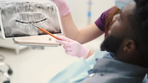 Patient Reviews Dental X-Ray with Healthcare Provider