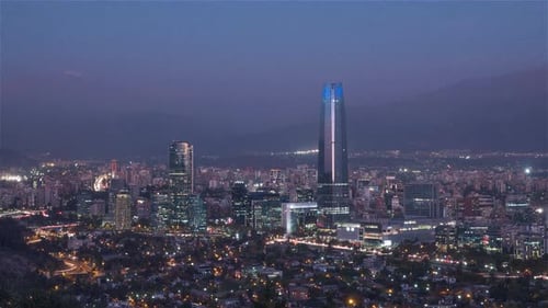 The Santiago city skyline from Day to Night