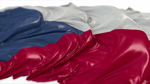 Czech Republic Flag Waving Realistic Fabric Animation
