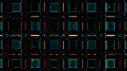 3D shining bright dots set colorful line wave motion, on black background