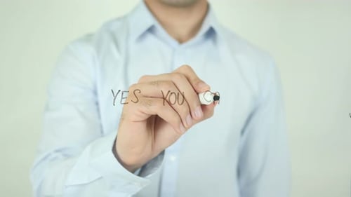 Yes You Can, Man Writing on Screen