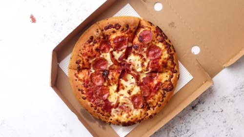 Delicious Pepperoni Pizza in the in Delivery Box