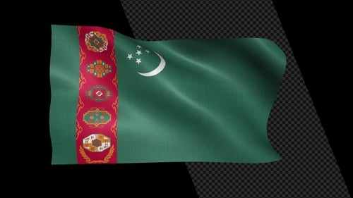 Waving Flag of Turkmenistan Realistic Animation