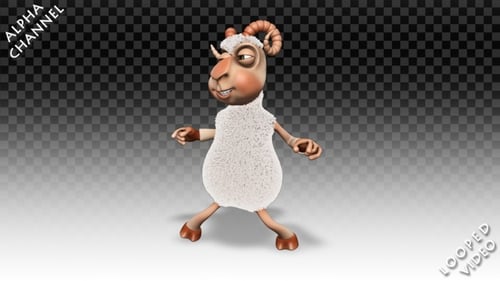 Animated 3D Cartoon Sheep Dancing with Alpha Channel