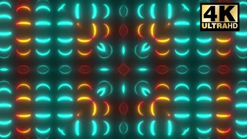 Abstract Neon Geometric Glowing Pattern Motion Background Loop