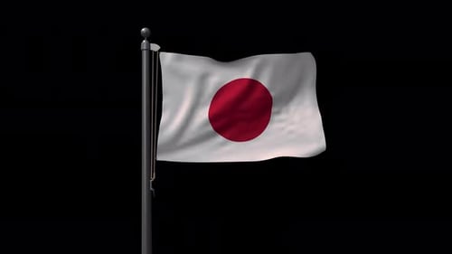Realistic Waving Flag of Japan Alpha Channel