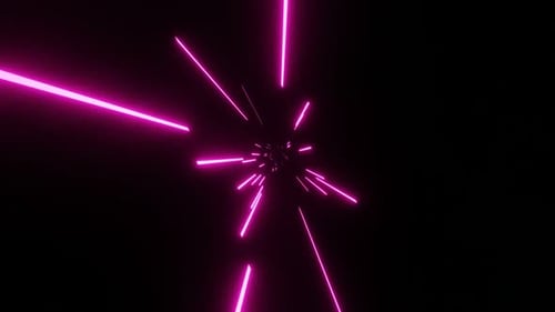 Abstract Neon Light Lines Warp Tunnel Loop Background