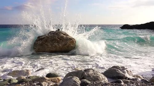 Waves Crashing on Rock at Pebble Beach