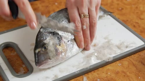 Limpeza de escamas de peixe
