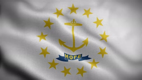 Waving Flag of Rhode Island State, United States