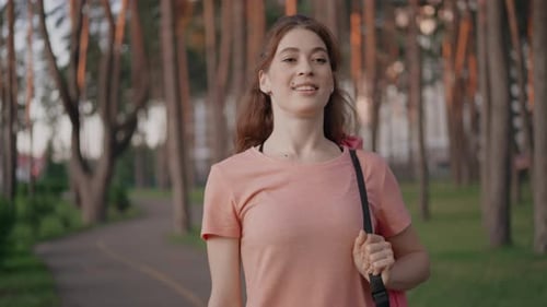 Lady Dressed Sportswear Strolling Outdoors