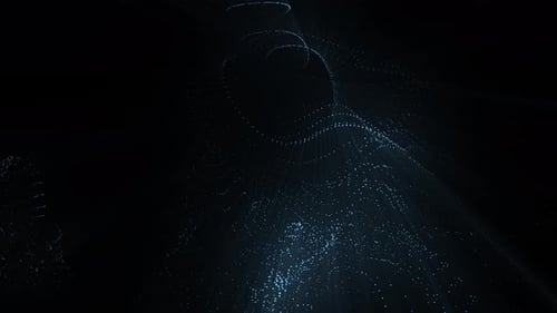 Futuristic Particle Flowing Background with Light Rays