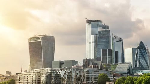 London Sky Line bei Sonnenuntergang