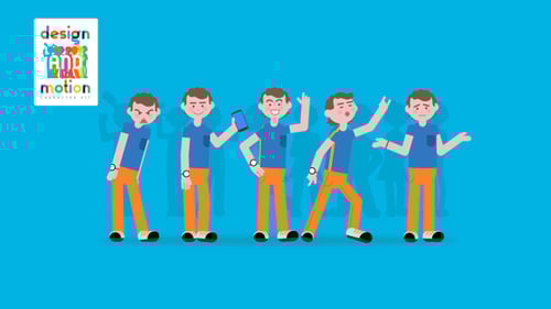 Flat Design Animated Boy Character Action and Walk Loops