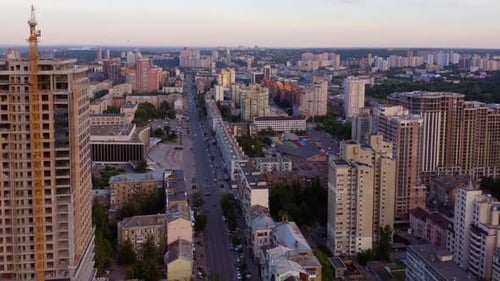 Aerial View of Urban City Scape View in the Morning