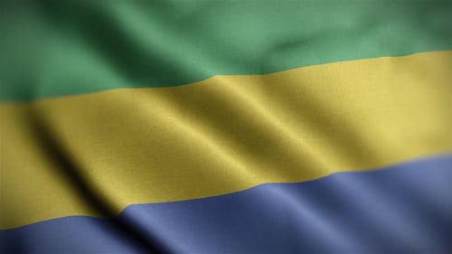 Waving Flag of Gabon Seamless Loop with Realistic Fabric Texture