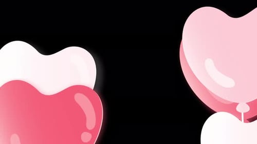 Romantic Floating Heart Balloons Background Animation