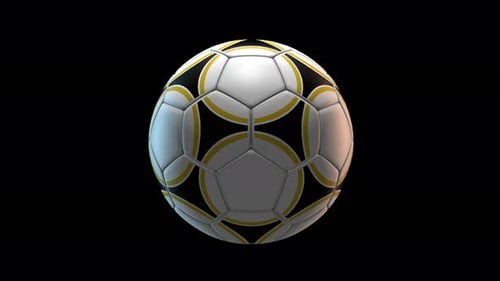 3D Animated Spinning Soccer Ball Loop on Black Background