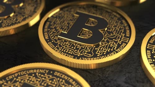 Gold Bitcoin Cryptocurrency Coins Rotating Animation