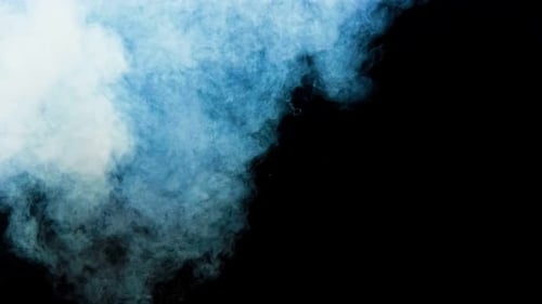 Wispy Blue Smoke Billowing on Black Background