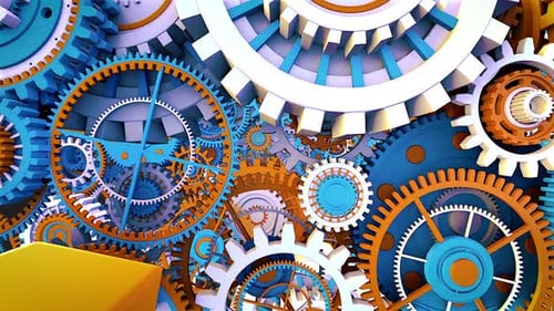 Interlocking Industrial Gears Mechanism Animated Background
