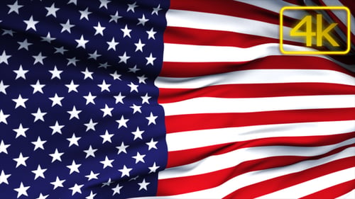 Realistic American Flag Waving Seamlessly in Slow Motion