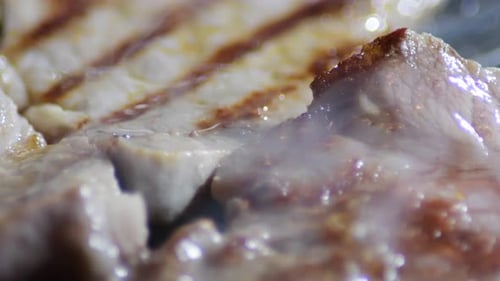 Grilled Meat Cooking Close-up
