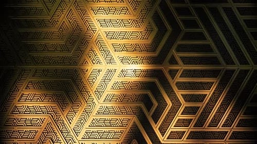 Golden Geometric Pattern Background Loop with Shifting Lines