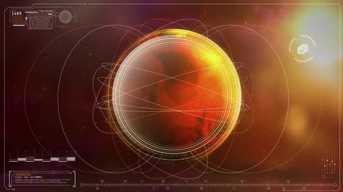 Infografik-Daten auf dem Hintergrund des Planeten Mars 4K