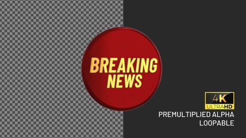 Breaking News Insignia giratoria en bucle con canal alfa