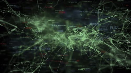 Futuristic Data Network Background with Floating Text