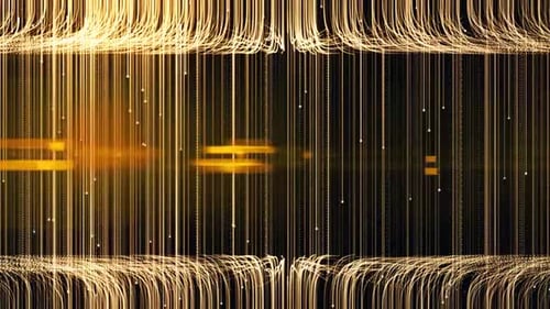 Dynamic Golden Particles and Flowing Lines Abstract Background