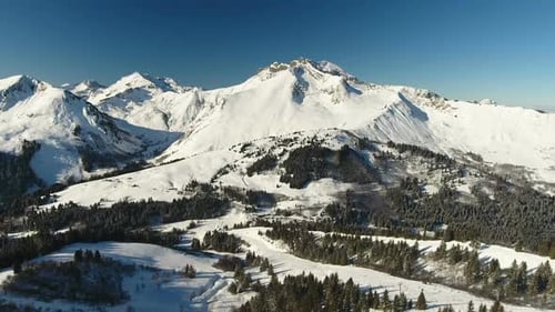 Snowy Mountain Landscape Aerial View