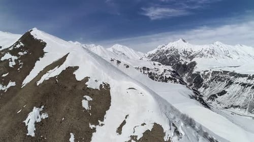 Snowy Mountain Range Aerial Landscape in Winter