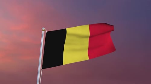 Realistic Belgium Flag Waving Loop Animation