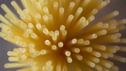 Overhead Close-Up of Uncooked Spaghetti Noodles