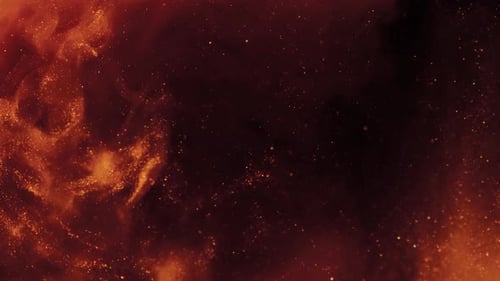 Red Abstract Glowing Falling Particles, Slow Motion, on Black Background