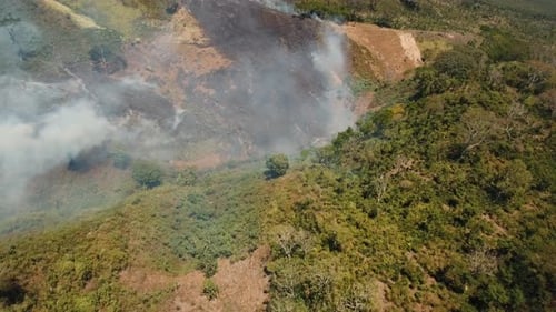 Aerial View Forest Fire. Jawa Island, Indonesia.