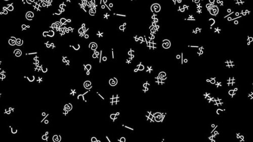 Flowing symbols on black background