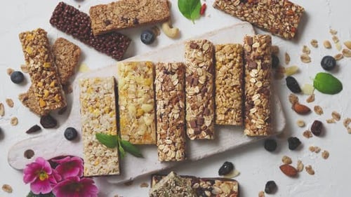 Granola Bars with Nuts and Berries Still Life