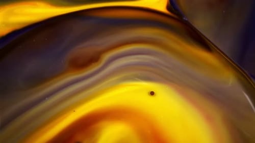 Swirling Yellow, Brown, and Blue Abstract Liquid