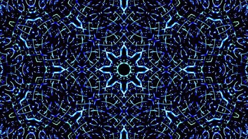 Bright abstract light flickering streaks set blue color, kaleidoscope