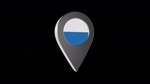 3D Rotating Location Pin with Flag Mark Animation