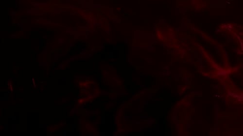 Realistische rote Trockeneis-Rauchwolken-Nebelüberlagerung für verschiedene Projekte auf schwarzem Hintergrund. Langsam