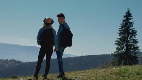 Couple Hold Hands on Mountain Vista