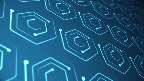 Futuristic Digital Hexagon Grid Technology Background Loop